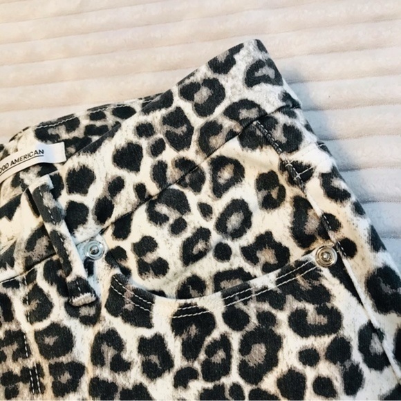 Good American Good Waist Crop Skinny Jeans White SNOW LEOPARD print size 8 29 - Picture 4 of 13